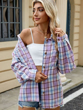 Load image into Gallery viewer, Plaid Collared Neck Long Sleeve Shirt
