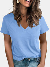 Load image into Gallery viewer, Pocketed V-Neck Short Sleeve T-Shirt