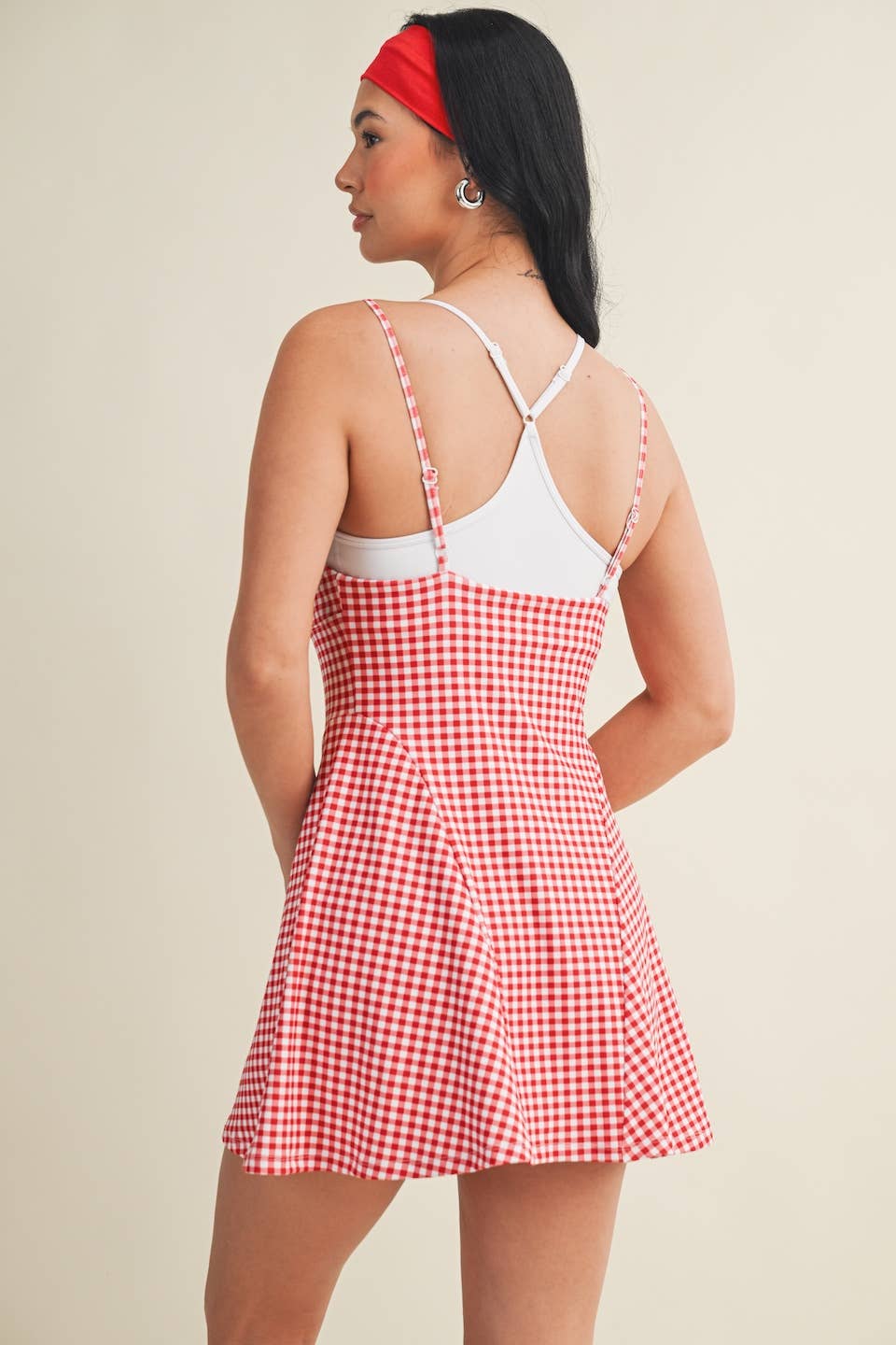 Gingham Print Double Layered Dress