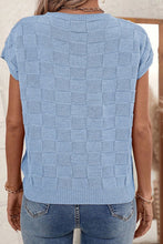 Load image into Gallery viewer, Pocketed Checkered Round Neck Knit Top