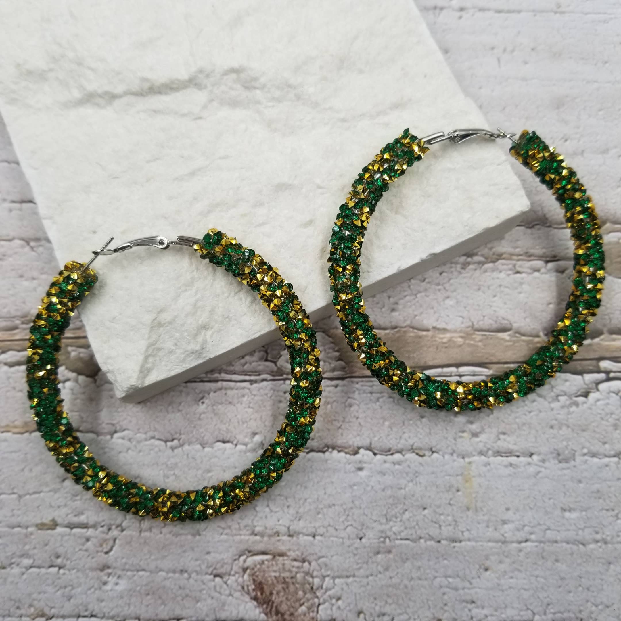 Glitter Diamond Hoop Earrings