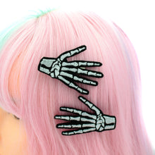 Load image into Gallery viewer, Skeleton Hand Hair Clips: White