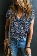 Load image into Gallery viewer, Printed Notched Short Sleeve Blouse
