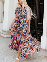 Load image into Gallery viewer, Printed V-Neck Short Sleeve Maxi Dress