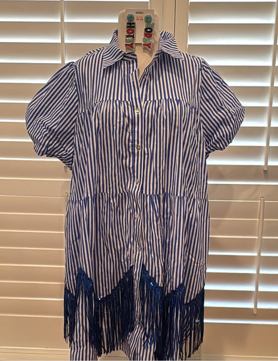 *SALE*Pin Strip Sequin and Fringe Dress