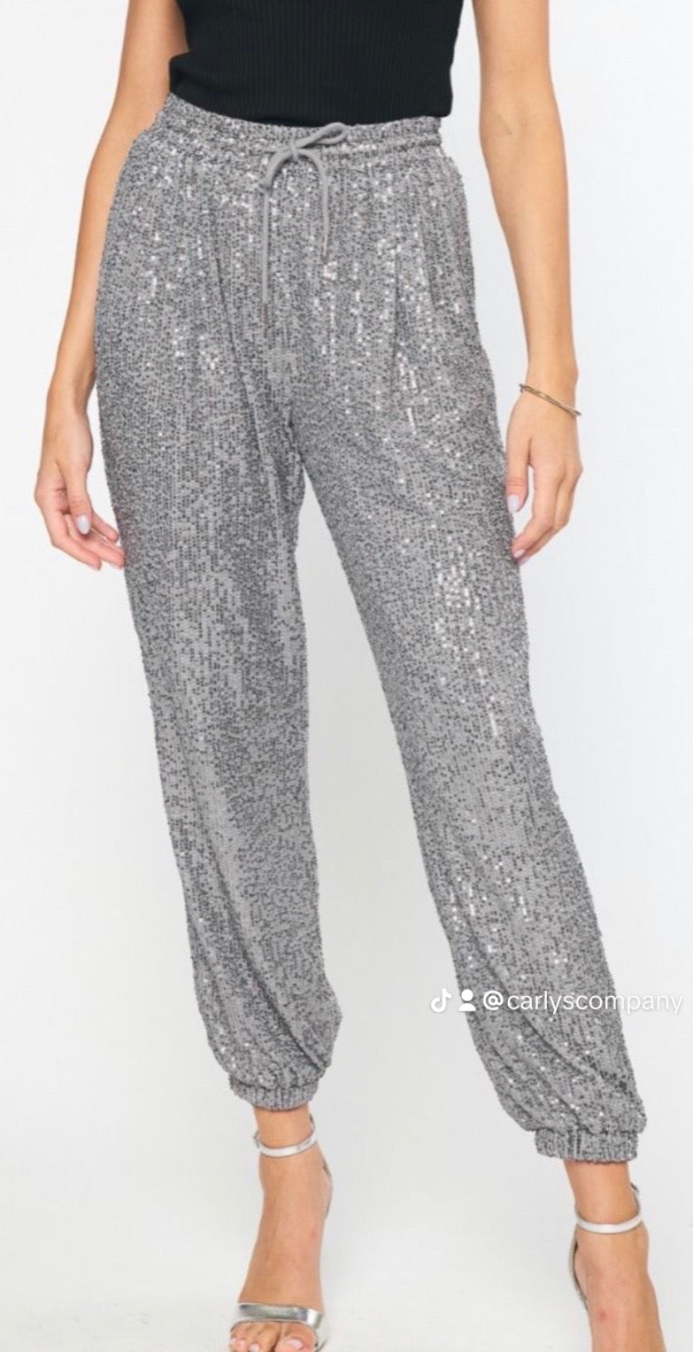 *SALE* Sequin stretch waist drawstring pants