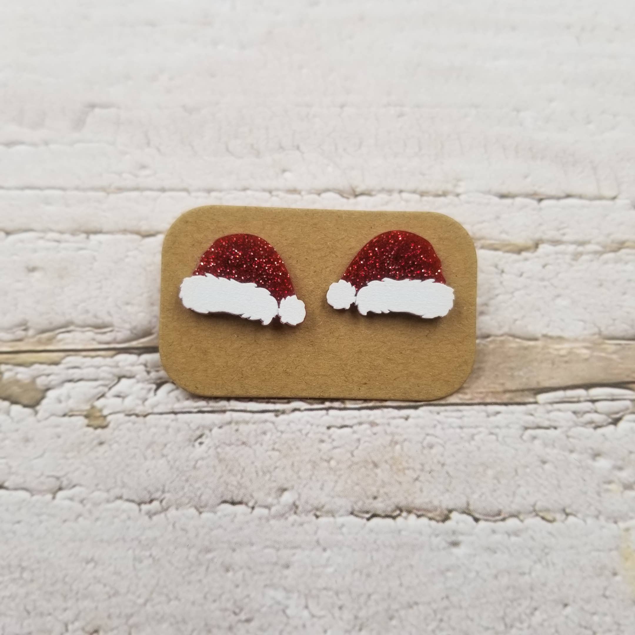 Santa Hat Stud Earrings Christmas