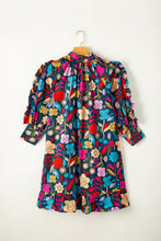 Load image into Gallery viewer, Printed Notched Lantern Sleeve Mini Dress