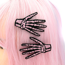 Load image into Gallery viewer, Skeleton Hand Hair Clips: White