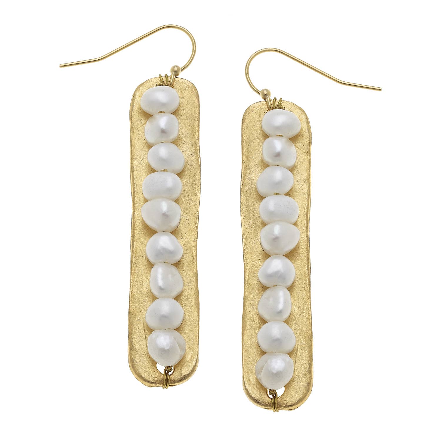 Susan Shaw Genuine Freshwater Pearls on Gold Bar Earrings