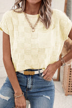 Load image into Gallery viewer, Pocketed Checkered Round Neck Knit Top