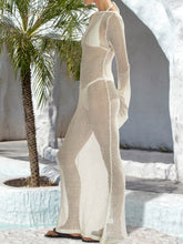Load image into Gallery viewer, Openwork Backless Flare Sleeve Cover-Up Dress