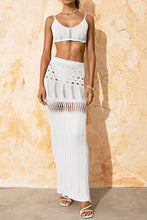 Load image into Gallery viewer, Openwork Scoop Neck Spaghetti Strap Swimsuit Cover-Up Set