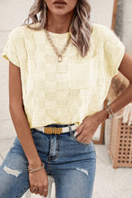Load image into Gallery viewer, Pocketed Checkered Round Neck Knit Top