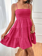 Load image into Gallery viewer, Smocked Tiered Sleeveless Mini Dress