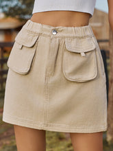 Load image into Gallery viewer, Pocketed Elastic Waist Denim Skirt