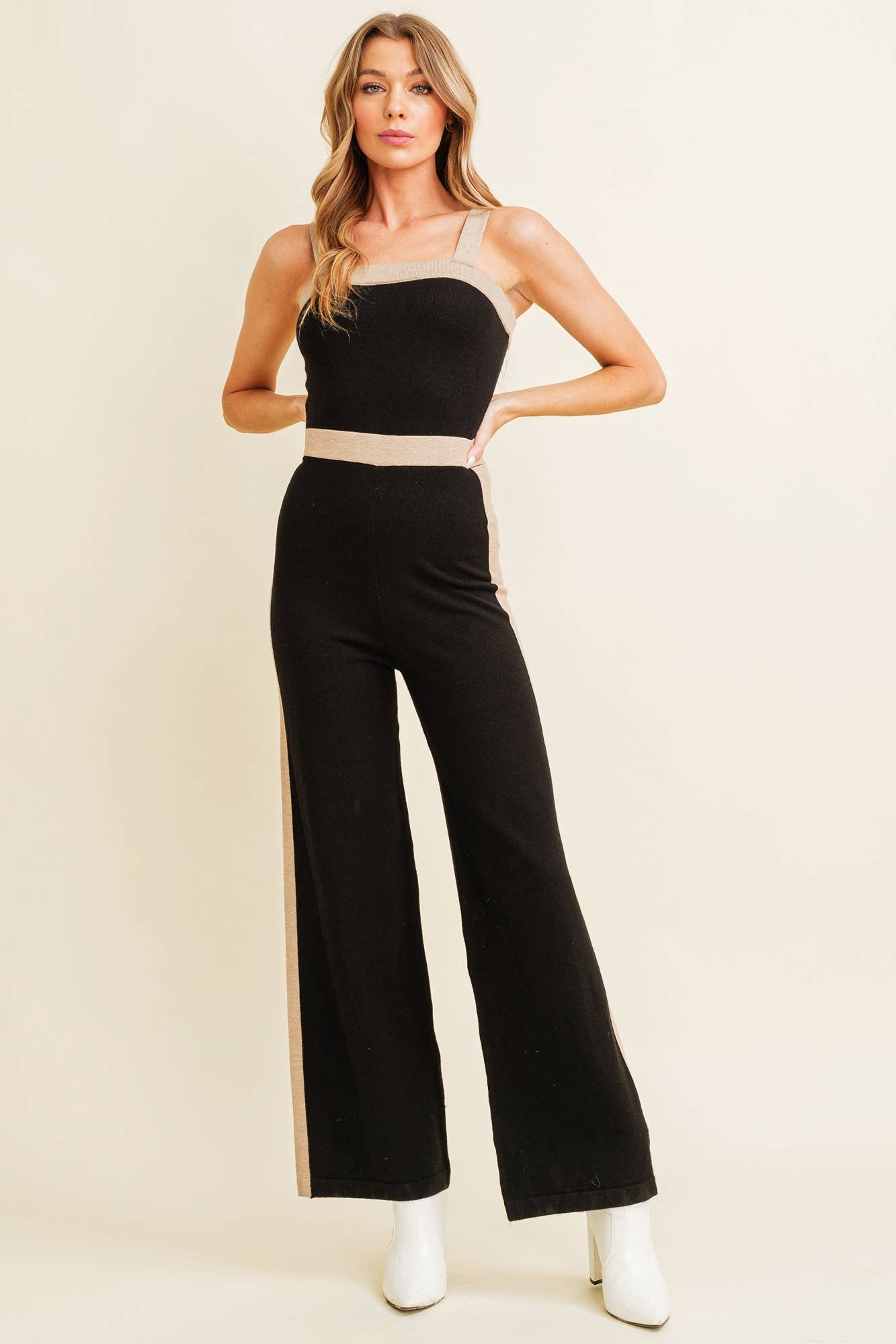 KNIT CONTRAST JUMPSUIT