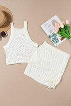 Load image into Gallery viewer, Openwork Sleeveless Top and Drawstring Skirt Cover Up Set