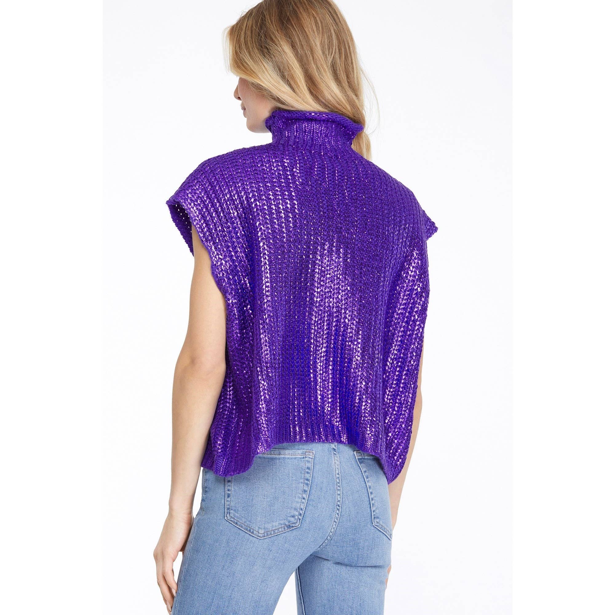 *SALE* Metallic Foil Short Sleeve Sweater Top