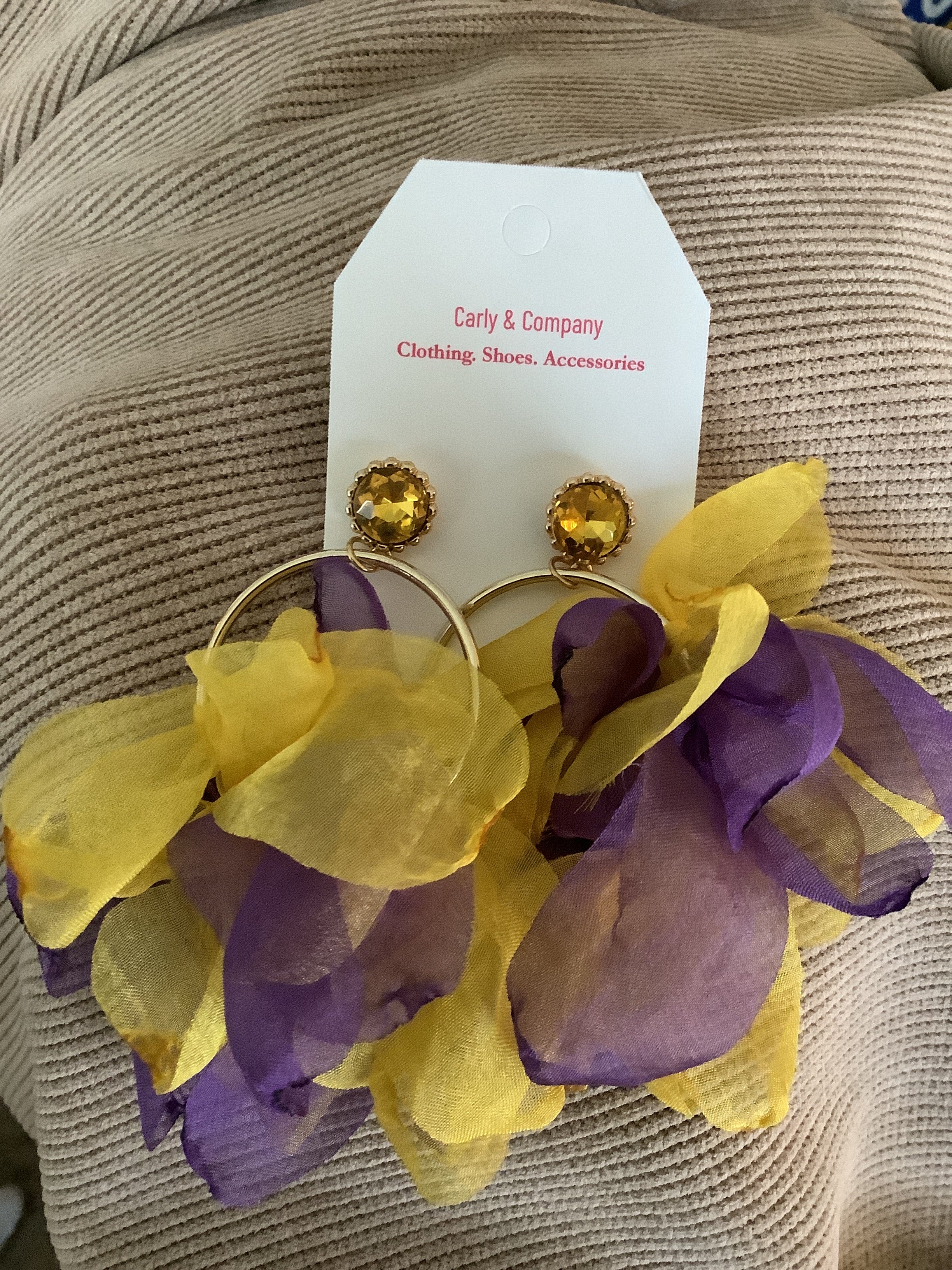 Purple and gold hoop earrings - Game Day