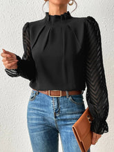 Load image into Gallery viewer, Mock Neck Flounce Sleeve Blouse