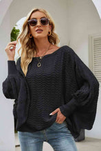 Load image into Gallery viewer, Openwork Boat Neck Dolman Sleeve Sweater