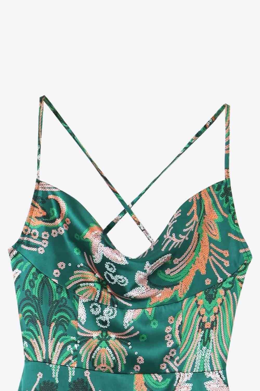 *SALE* Printed Cowl Neck Ruffle Hem Dress