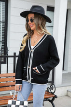 Load image into Gallery viewer, Waffle Knit V-Neck Cardigan with Pocket