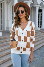 Load image into Gallery viewer, Button-Up V-Neck Dropped Shoulder Cardigan