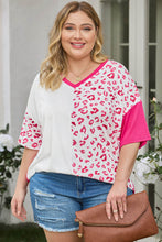 Load image into Gallery viewer, Plus Size Leopard V-Neck T-Shirt