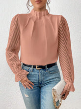Load image into Gallery viewer, Mock Neck Flounce Sleeve Blouse