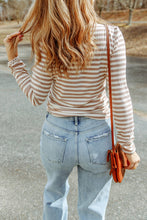 Load image into Gallery viewer, Double Take Striped Mock Neck Long Sleeve Top