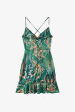 Load image into Gallery viewer, Printed Cowl Neck Ruffle Hem Dress (in stock in store)