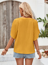 Load image into Gallery viewer, Notched Slit Half Sleeve Blouse