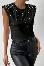 Load image into Gallery viewer, Pearl Detail Round Neck Tank