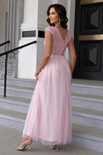 Load image into Gallery viewer, Sequin V-Neck Mesh Maxi Dress