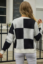 Load image into Gallery viewer, Plaid V-Neck Dropped Shoulder Cardigan