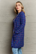Load image into Gallery viewer, Plaid Fringe Trim Open Front Longline Cardigan