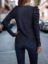 Load image into Gallery viewer, Decorative Button Puff Sleeve T-Shirt