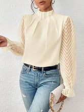 Load image into Gallery viewer, Mock Neck Flounce Sleeve Blouse
