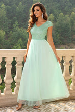 Load image into Gallery viewer, Sequin V-Neck Mesh Maxi Dress