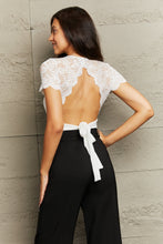 Load image into Gallery viewer, Spliced Lace Tied Open Back Bodysuit