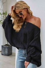 Load image into Gallery viewer, Openwork Boat Neck Dolman Sleeve Sweater