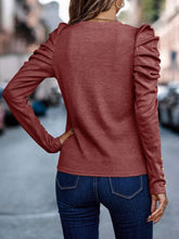 Load image into Gallery viewer, Decorative Button Puff Sleeve T-Shirt