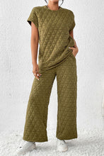 Load image into Gallery viewer, Short Sleeve Top and Pocketed Pants Lounge Set