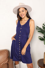 Load image into Gallery viewer, Double Take Button Front Empire Waist Sleeveless Slit Magic Dress