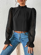 Load image into Gallery viewer, Mock Neck Flounce Sleeve Blouse