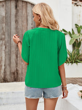 Load image into Gallery viewer, Notched Slit Half Sleeve Blouse