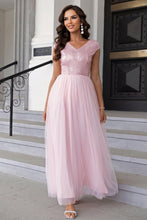 Load image into Gallery viewer, Sequin V-Neck Mesh Maxi Dress