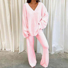 Load image into Gallery viewer, V-Neck Long Sleeve Top and Long Pants Set